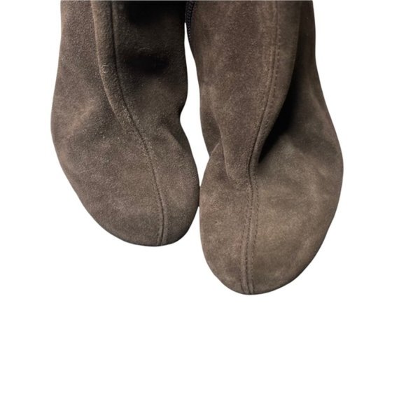 ZARA Brown Suede Leather Wedge Cuffed Knee High Boots Size 37 Made in Spain GUC - Picture 10 of 10